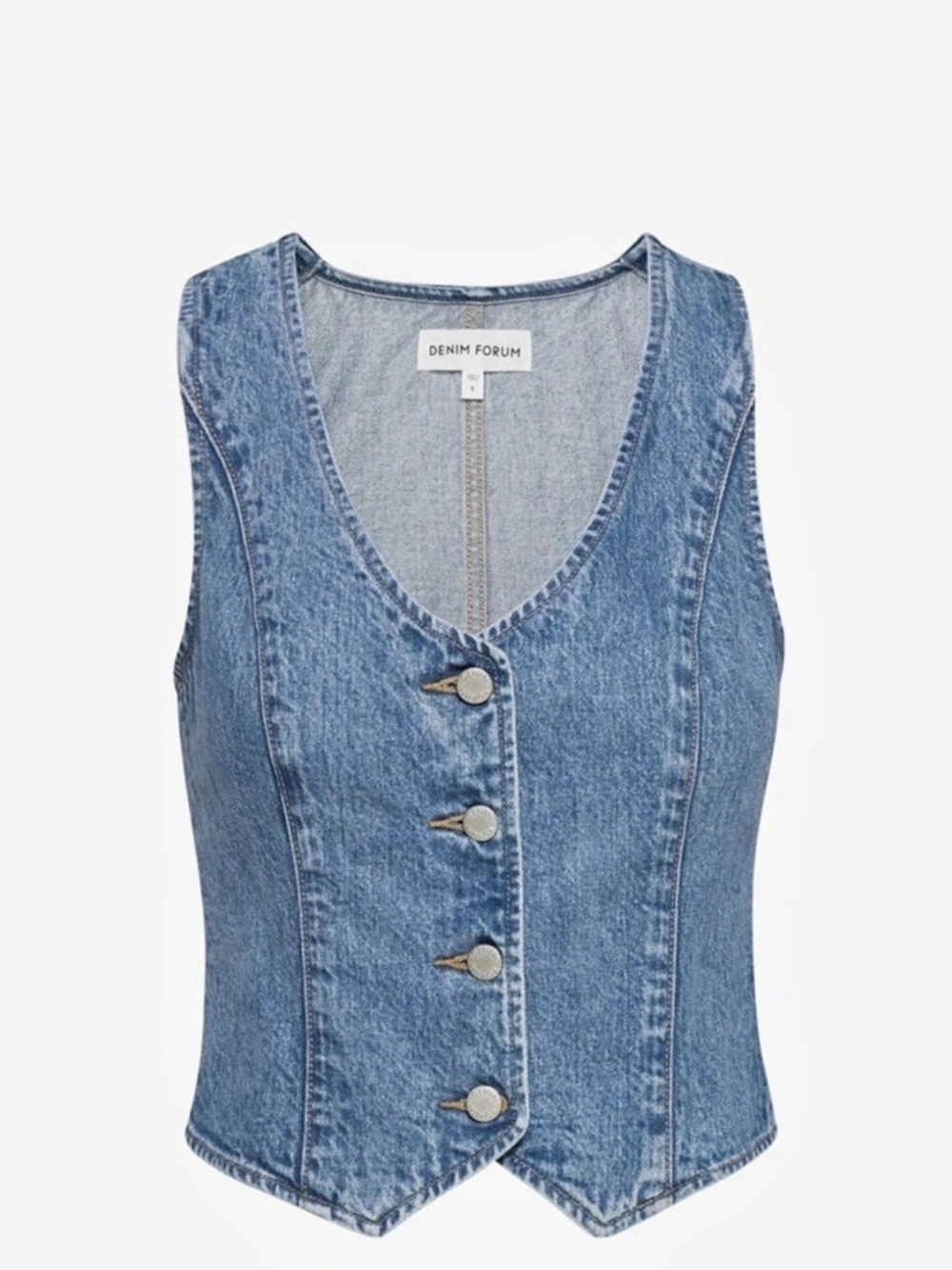 Denim Forum The '90s Mia Denim Vest Blue Medium